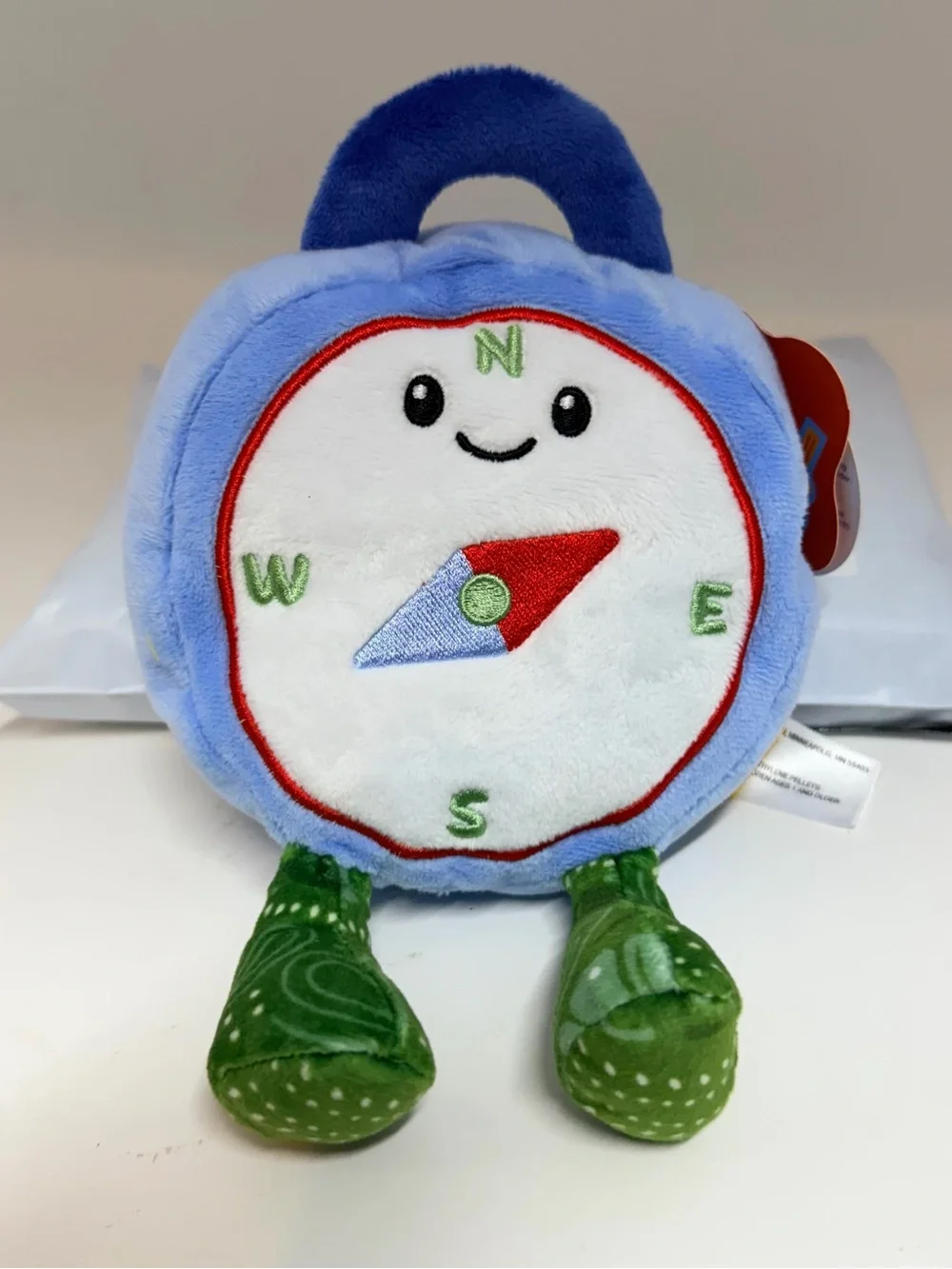 Plush Blue Compass Toy with Green Legs - Kids Stuffed Animal
